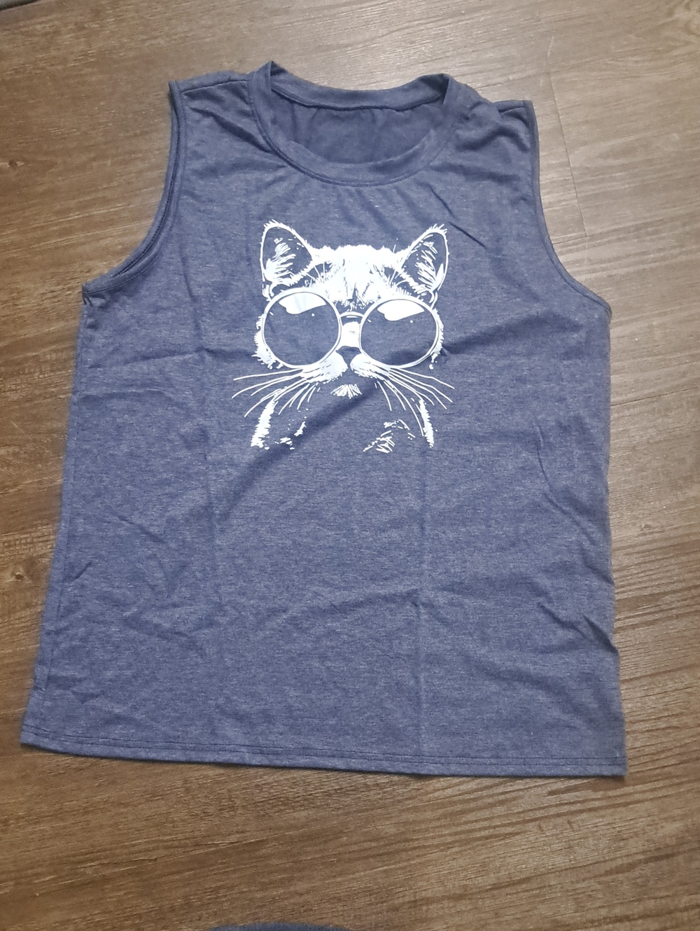 New Unisex Blue Cat Graphic Muscle Tank Size XL 14-16 Women Men